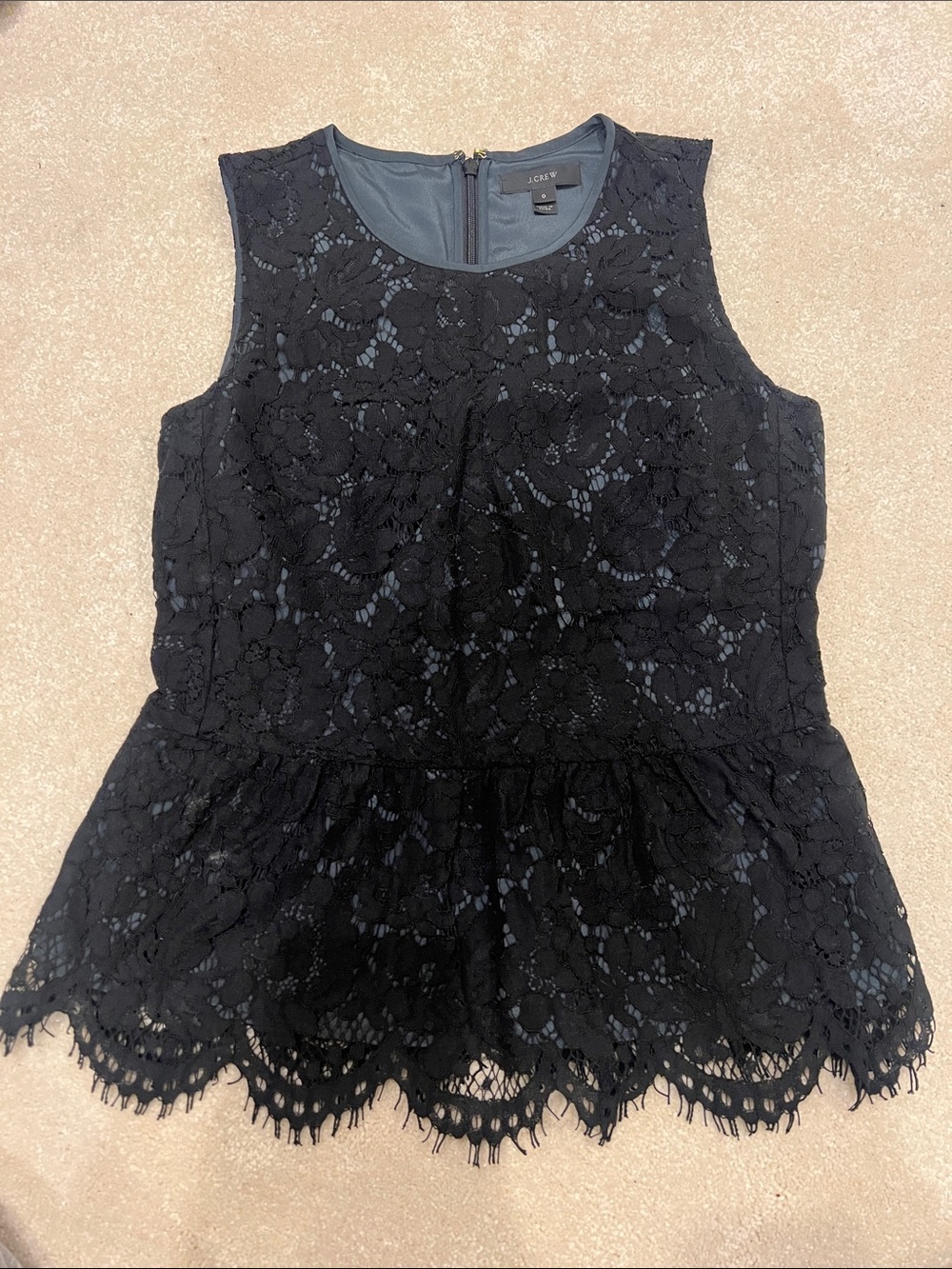 J. Crew Black Lace Peplum Camisole Top
